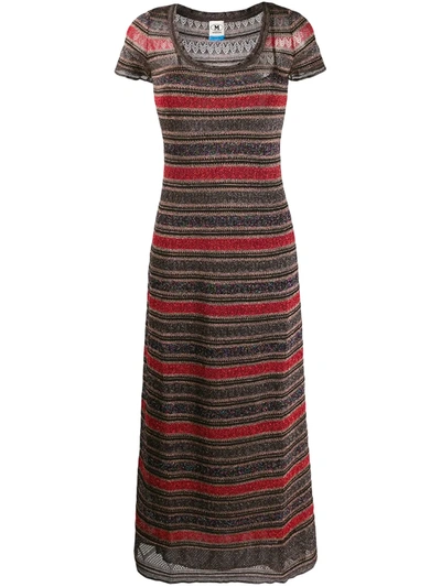 M Missoni Short Sleeve Striped Pattern Jersey Dress In Multi