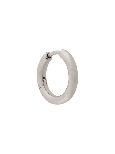 Maria Black White Rhodium-plated Polo Single Huggie Hoop Earring In Silver