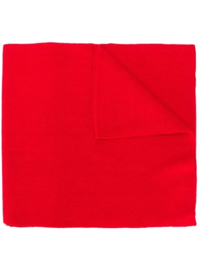 Versace Logo Trim Scarf In Red