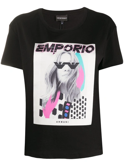 Emporio Armani Logo Print T-shirt In Black