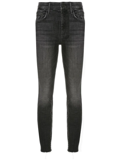 Mother Raw-cuffs Cropped Jeans In Black