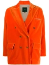 Jejia Velvet Double-breasted Blazer In Orange