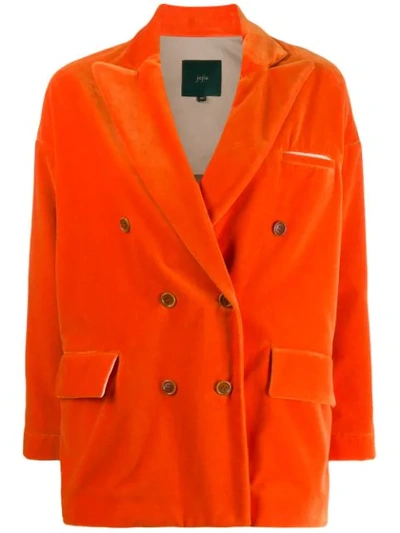 Jejia Velvet Double-breasted Blazer In Orange