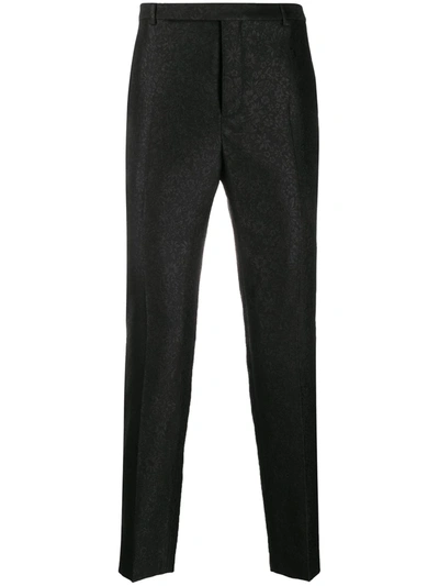 Saint Laurent Floral Print Cropped Trousers In Black