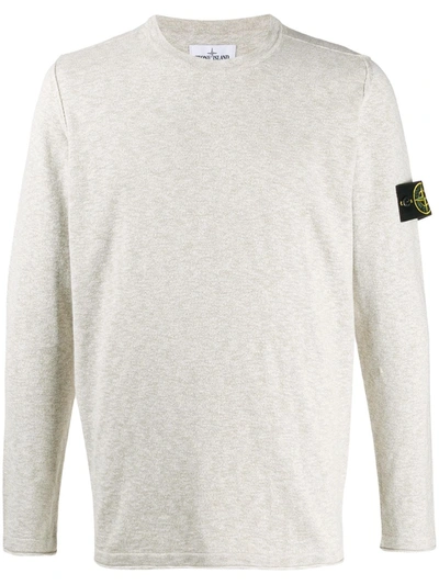Stone Island Logo Patch Relaxed-fit Jumper In Neutrals