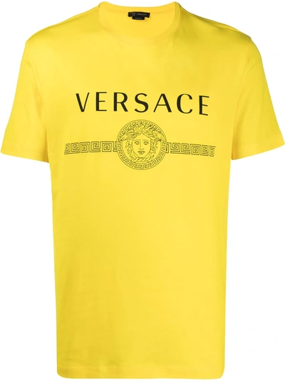 Versace Medusa Logo T-shirt In Lemon