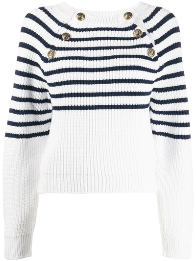 Philosophy Di Lorenzo Serafini Cable Knit Button Down Jumper In Stripe