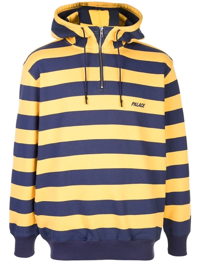 Palace Striped Logo Print Hoodie In Blue
