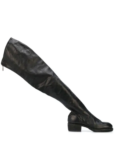 Guidi Zipped Thigh High Boots In Black
