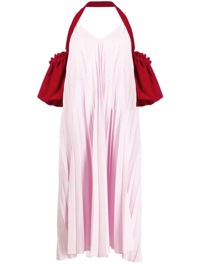 Atu Body Couture Heart Leak Pleated Dress In Pink