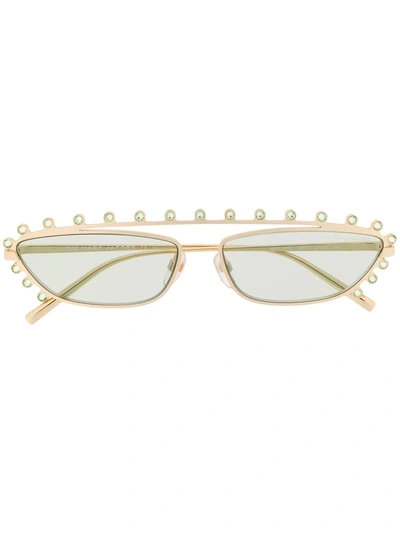 Marc Jacobs Crystal Embellished Cat Eye Sunglasses In Gold