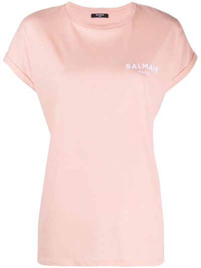 Balmain Logo Print T-shirt In Pink