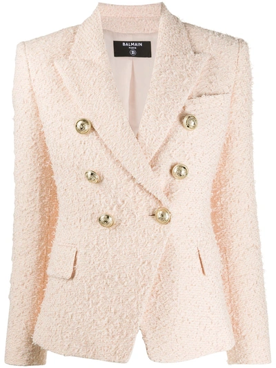 Balmain Double-breasted Blazer In Pink