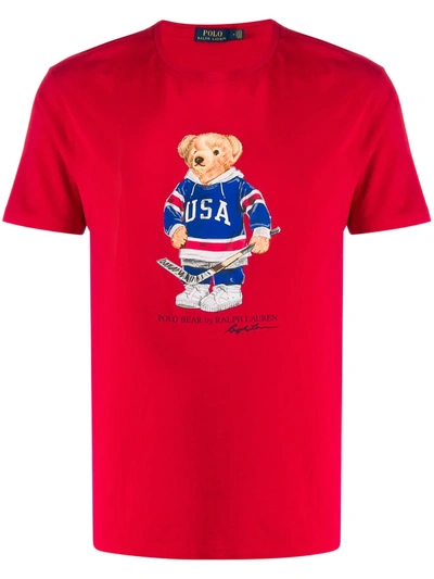 Polo Ralph Lauren Polo Bear Print Cotton T-shirt In Red