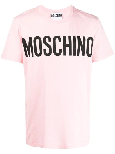 Moschino Logo印花圆领t恤 In Pink