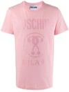Moschino Question Mark Milano Logo T-shirt In Pink