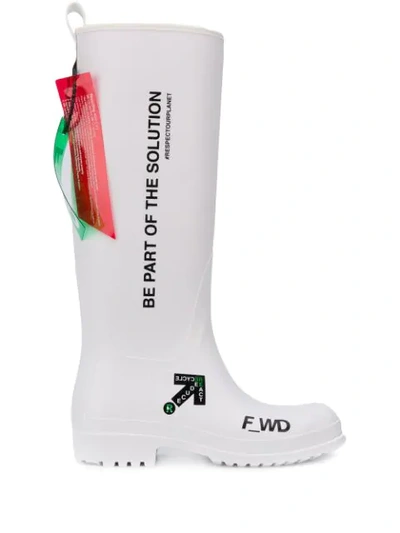 F_wd Graphic Print Wellington Boots In White
