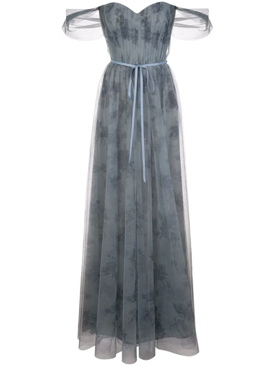 Marchesa Notte Bridesmaids Tulle Draped Bridesmaid Gown In Blue
