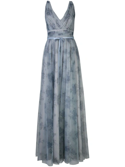 Marchesa Notte Bridesmaids Tulle Floral Bridesmaid Gown In Blue