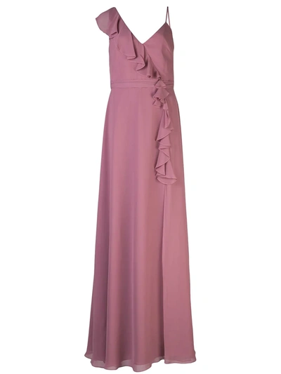 Marchesa Notte Bridesmaids 荷叶边饰长款连衣裙 In Purple