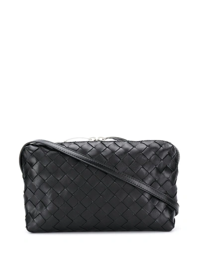 Bottega Veneta Black Mini Intrecciato Leather Cross Body Bag