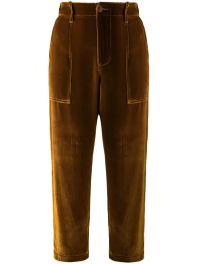 Jejia Velvet Cropped Trousers In Gold