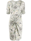 Isabel Marant Étoile Floral Print Twist Midi Dress In Neutrals