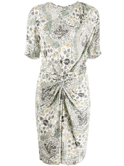 Isabel Marant Étoile Floral Print Twist Midi Dress In Neutrals