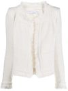 Iro Aley Frayed-trimmed Tweed Jacket In White