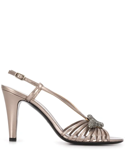 Valentino Garavani Snake Embellished Sandals In Silver