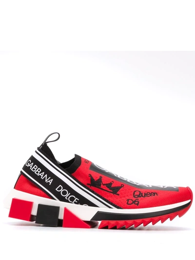 Dolce & Gabbana Logo Sock Sneakers In Red