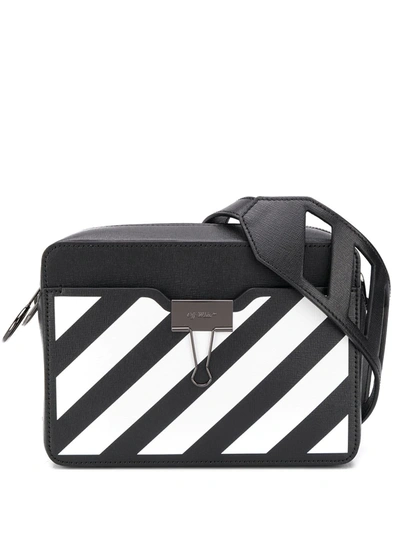 Off-white Striped Camera Bag In Black
