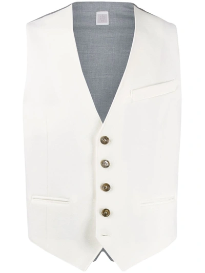 Eleventy Woven Sleeveless Waistcoat In White