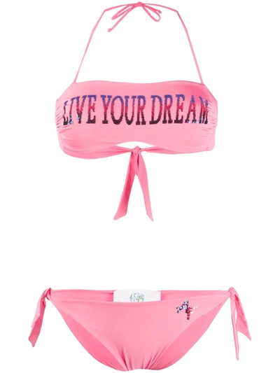 Alberta Ferretti Printed Bandeau Bikini In Pink