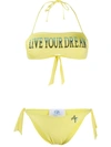 Alberta Ferretti Printed Bandeau Bikini In Yellow