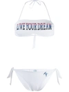 Alberta Ferretti Printed Bandeau Bikini In White