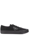 Prada Enamel Triangular Logo Sneakers In Schwarz