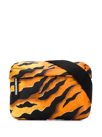 Dsquared2 Tiger Print Belt Bag In Orange
