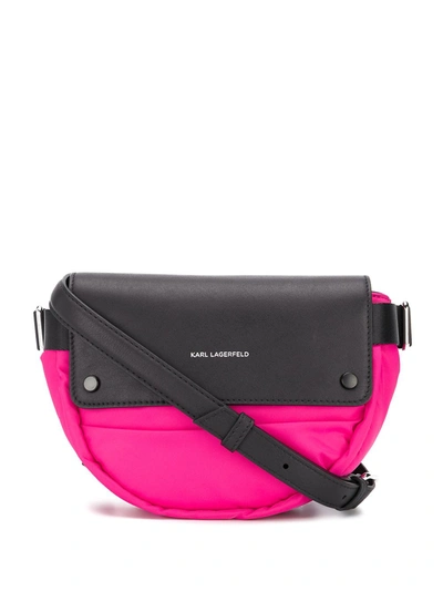 Karl Lagerfeld Two-tone Logo Crossbody Bag In Pink