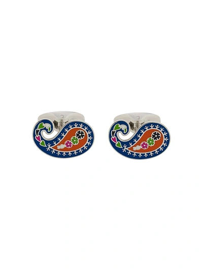 Etro Paisley Shaped Cufflinks In Silver