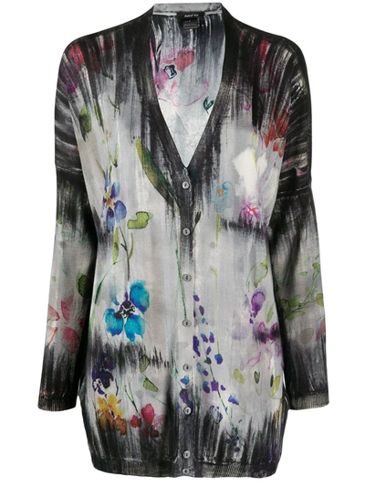 Avant Toi Floral Print Cardigan In Grey