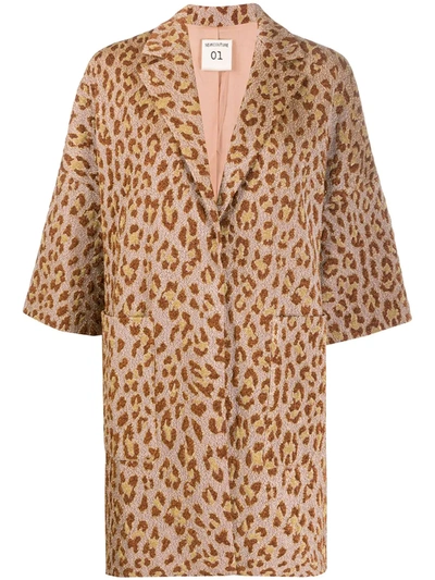Semicouture Oversized Leopard Print Coat In Pink