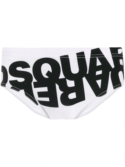 Dsquared2 Logo-printed Swim Trunks In White