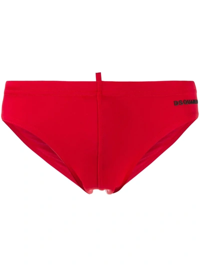 Dsquared2 Logo Print Swimming Trunks In Red