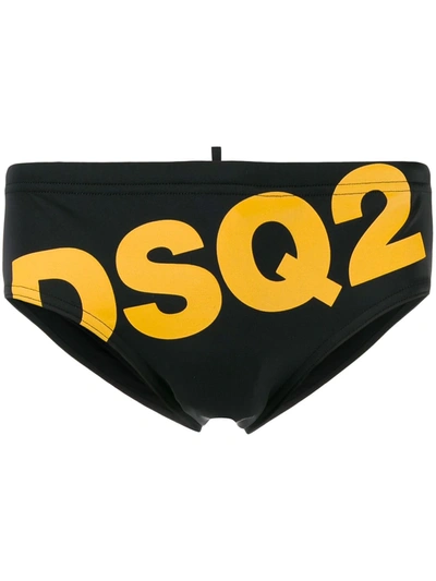Dsquared2 Logo-printed Swim Trunks In Black