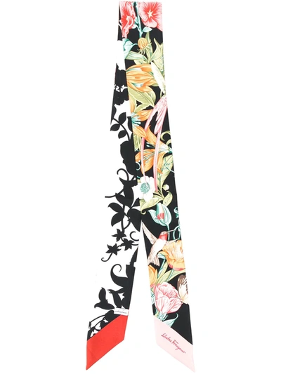 Ferragamo Schal Mit Blumen-print In Black