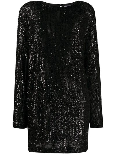 In The Mood For Love Alexandra Sequin Shift Dress In Nero