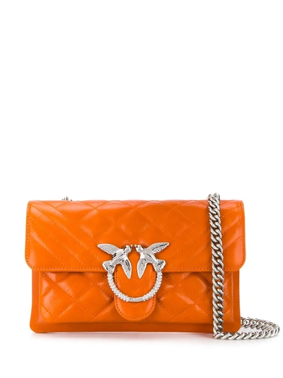 Pinko Love Quilted Crossbody Bag In Orange