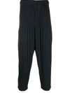 Issey Miyake Slim Pleated Trousers In Blue