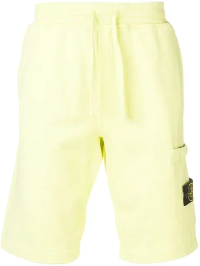 Stone Island Drawstring Logo Patch Shorts In Yellow